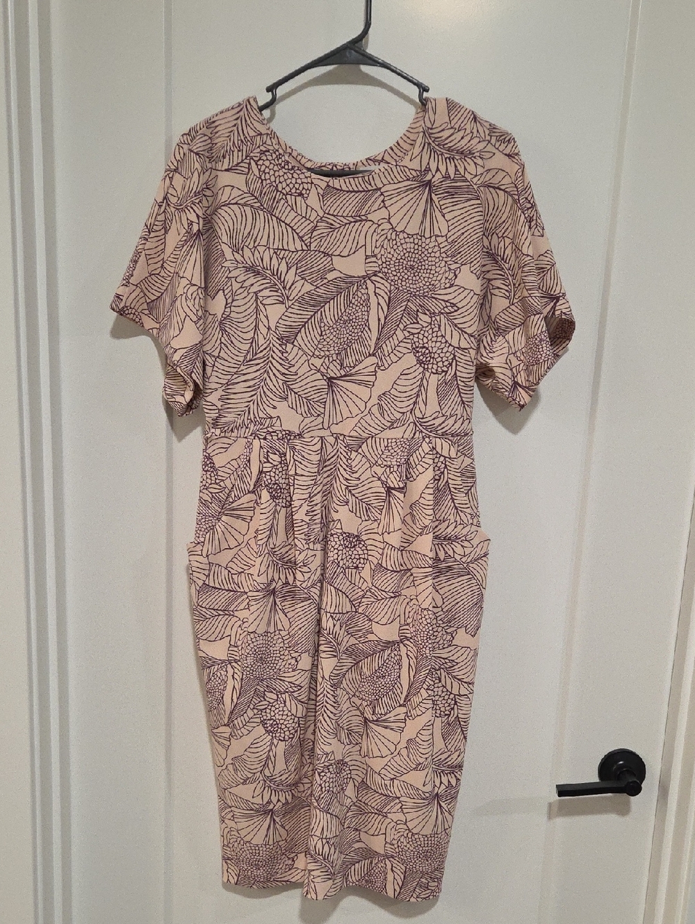 Women's Pink Floral Print Short Sleeve Dress